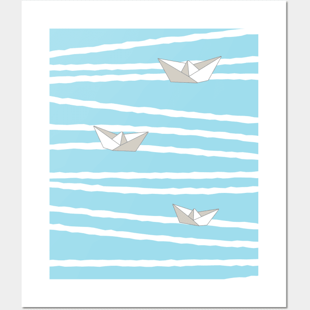 paper boats on the sea Wall Art by Bianka